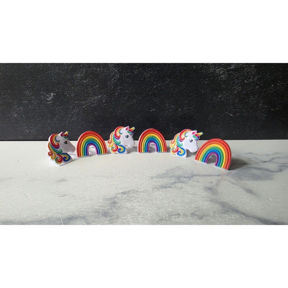 Plastic Unicorn And Rainbow Rings Lot
